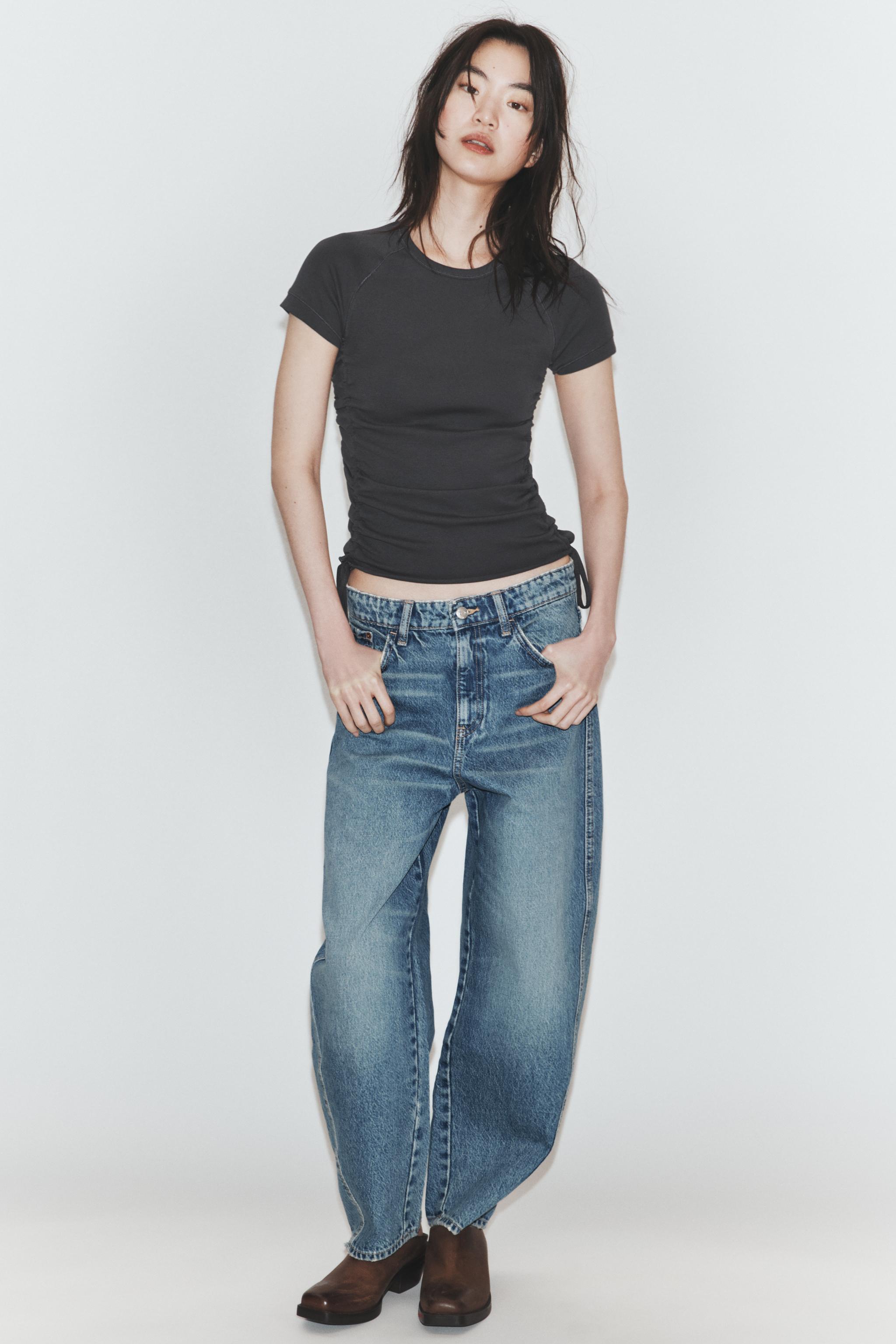 CAMISETA COM FRANZIDOS AJUSTÁVEIS - Chumbo | ZARA Brasil