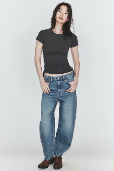 CAMISETA FRUNCES AJUSTABLES - Plomo de Zara - Imagen 0