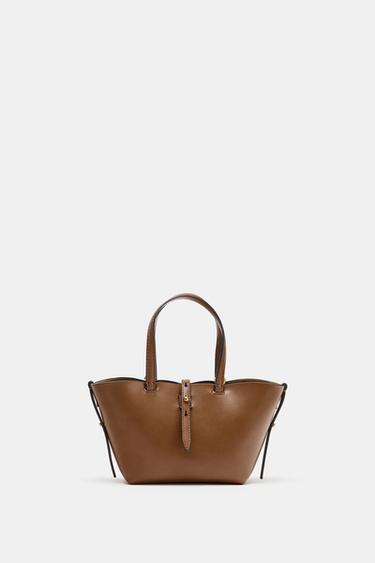 MINI BASKET TOTE BAG - Dark tan by Zara