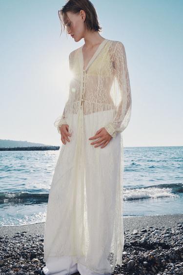 ZW COLLECTION LONG LACE DRESS - Oyster-white by Zara - Image 1