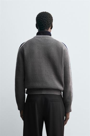 COLOUR BLOCK STRIPED SWEATER - Grey by Zara - Image 2