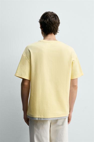 CONTRAST MOCK LAYER T-SHIRT - Light yellow by Zara - Image 2