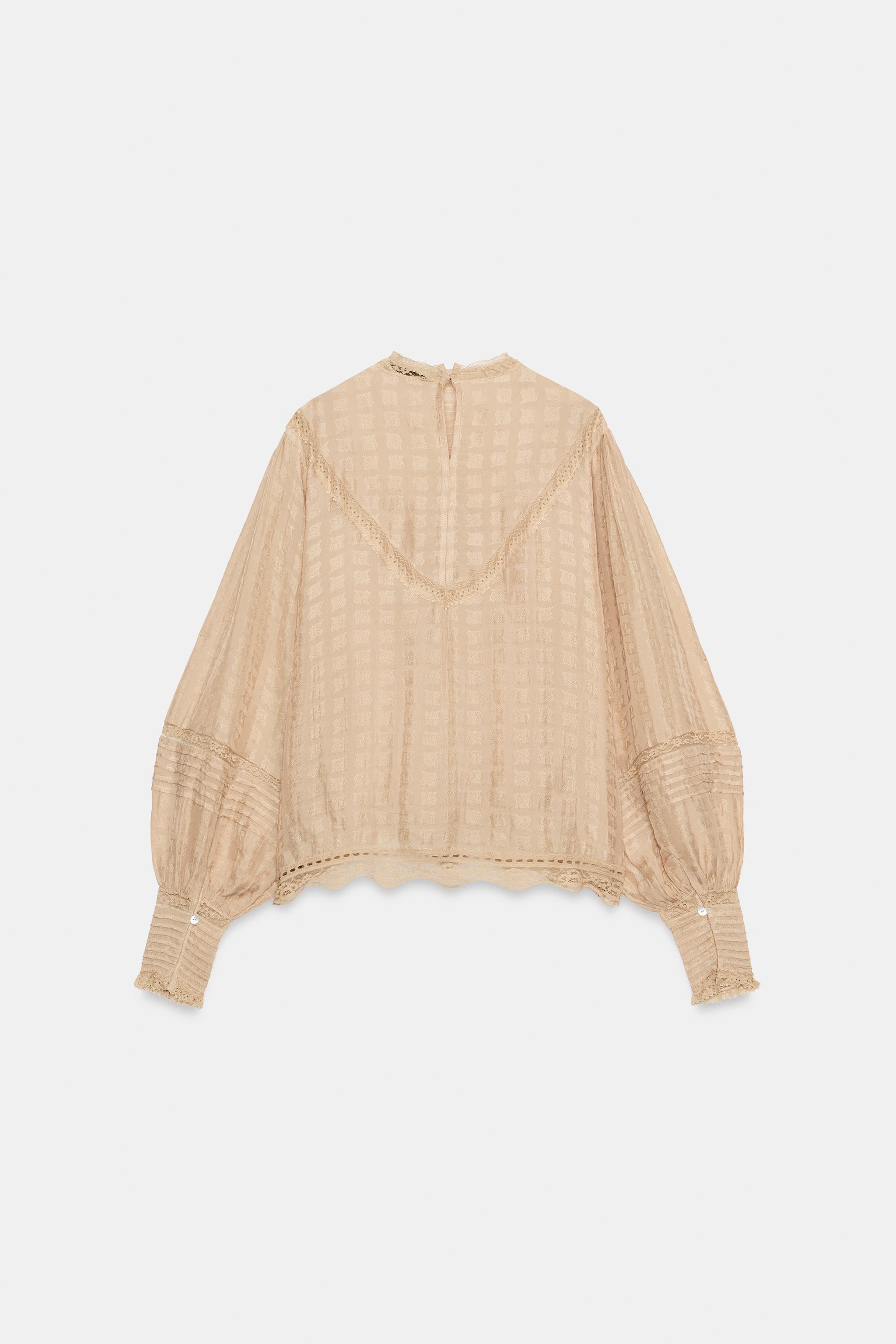 Женские рубашки Zara ZW COLLECTION EMBROIDERED ROMANTIC SHIRT — фото 7