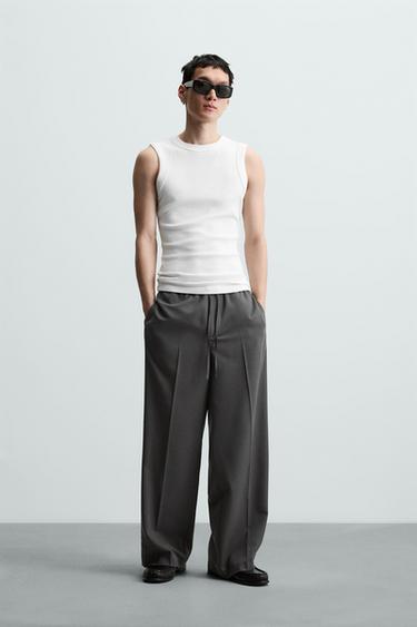 PANTALÓN RELAXED FIT BANDA - Gris de Zara