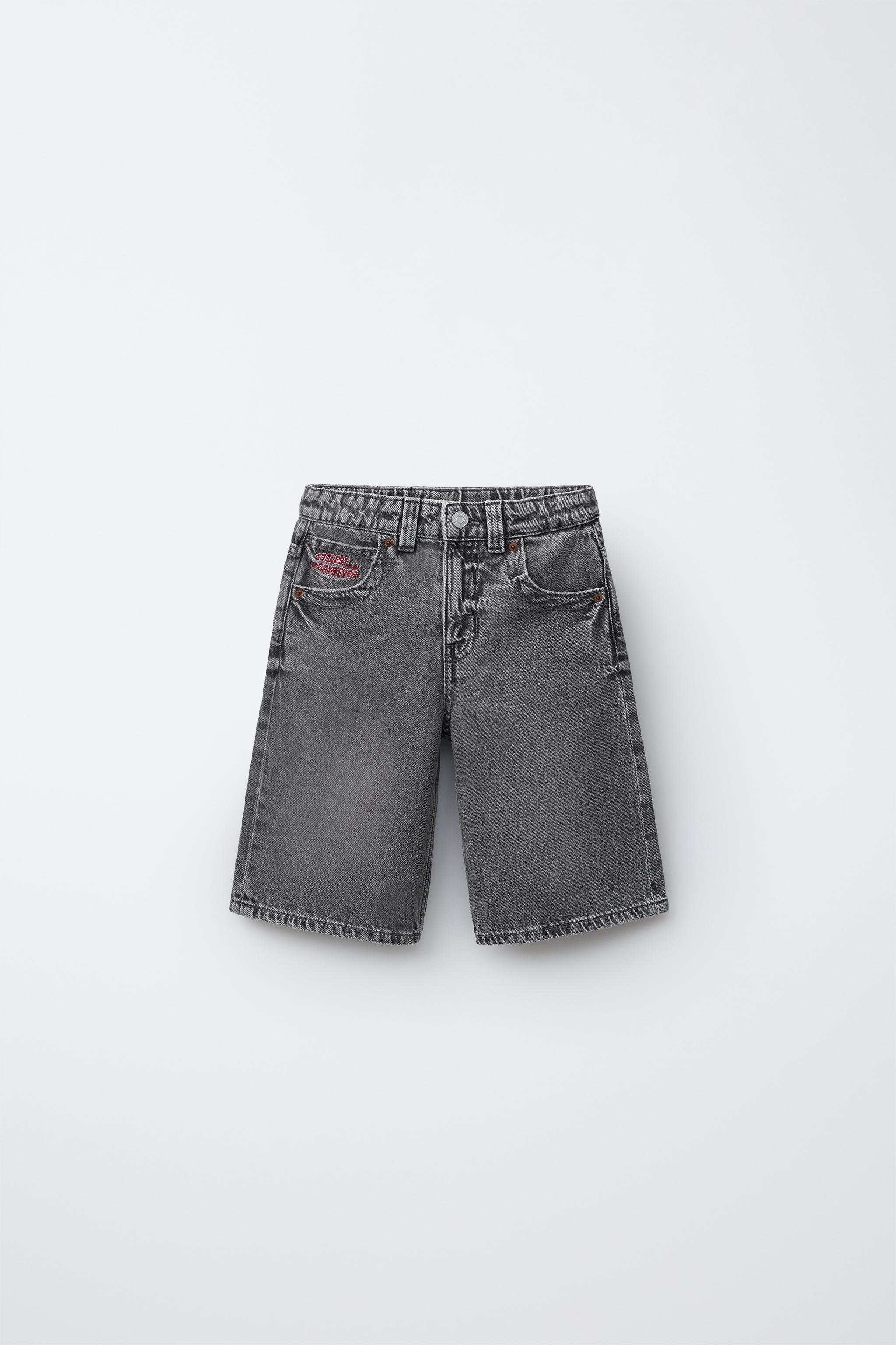 andwang Kirakira short pants gray グレー LONG DENIM SHORTS - Mid-gray | ZARA United States