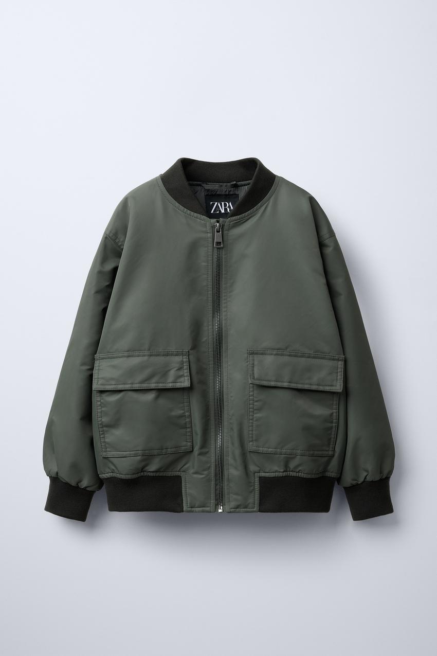 ナイロンボンバージャケット（ポケット付き） - カーキ | ZARA Japan 