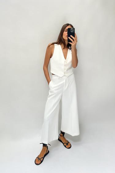 БРЮКИ-КЮЛОТЫ С ВЫСОКОЙ ПОСАДКОЙ — ЖЕЛТОВАТО-БЕЛЫЙ от Zara — изображение 0