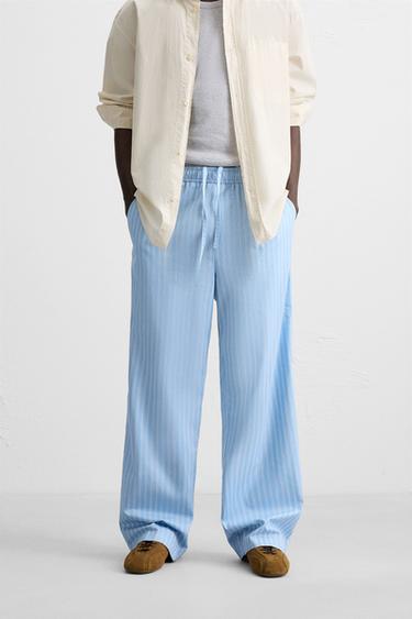 STRIPED TEXTURED TROUSERS - striped by Zara