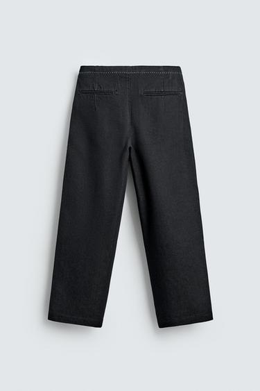 RELAXED FIT DENIM CHINOS WITH CONTRAST TOPSTITCHING - Indigo by Zara - Image 8