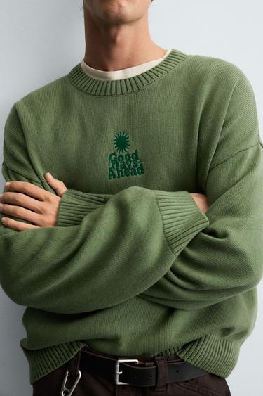 PRINTED BOXY FIT SWEATER - Green by Zara - Image 4