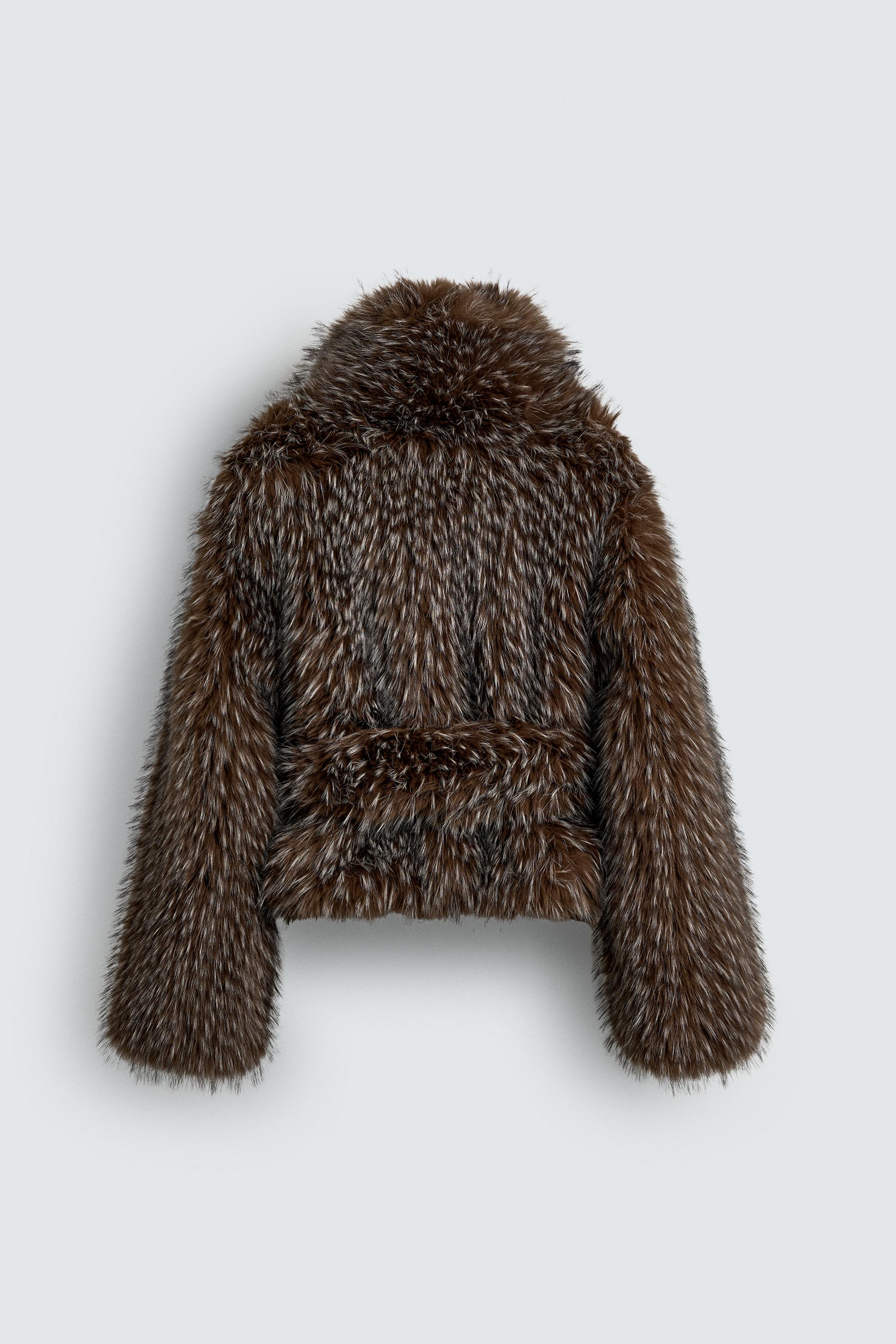 SHORT FAUX FUR COAT HARRY LAMBERT FOR ZARA X DISNEY - Dark brown