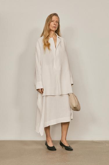 Zara Flowing linen blend shirt - LIMITED EDITION - White - Image 0