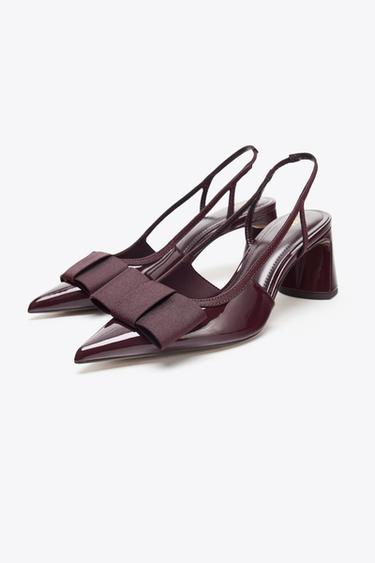 CHAUSSURES À TALONS OUVERTES À L'ARRIÈRE AVEC NŒUD - Bordeaux de Zara - Image 3