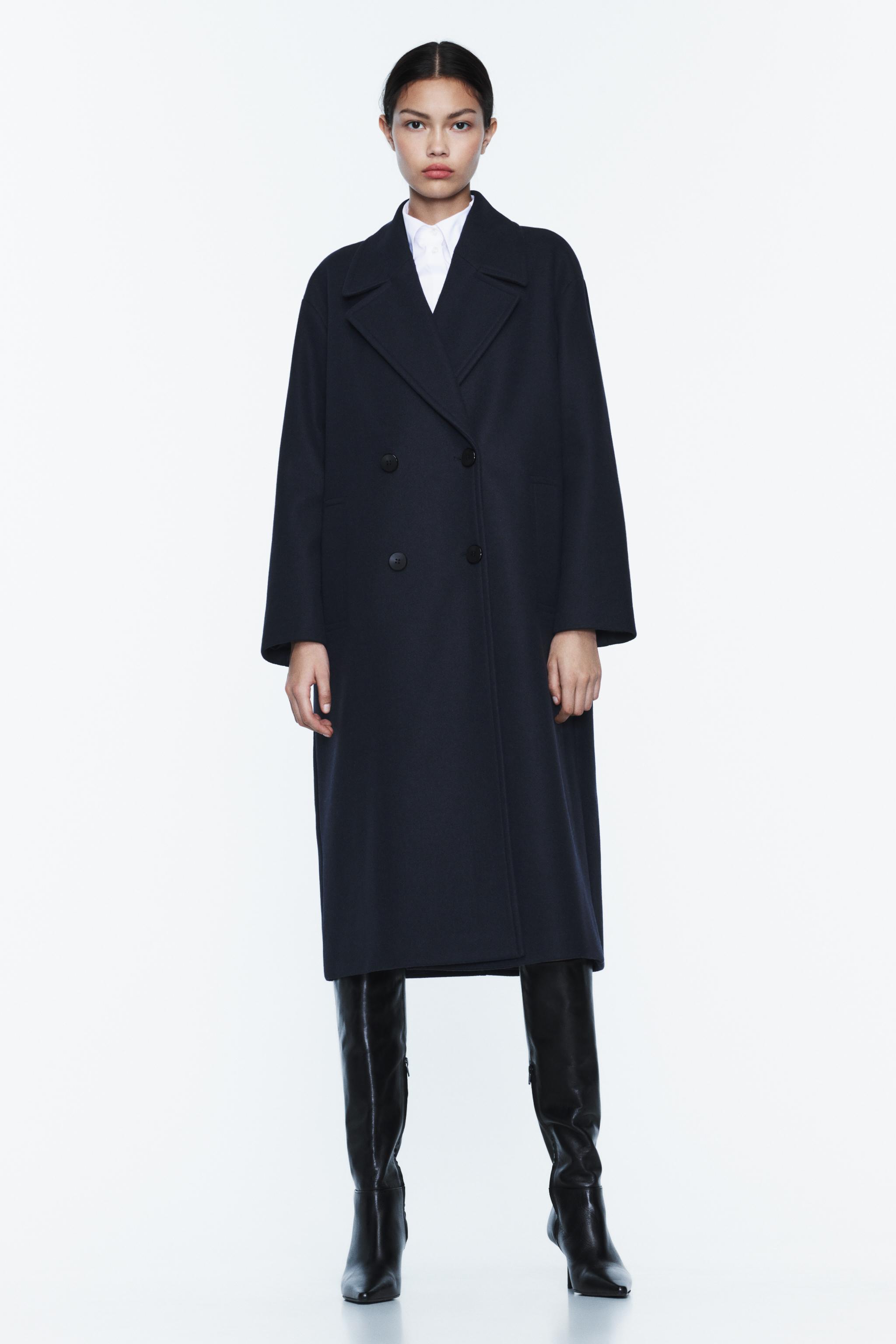 Navy sales coat zara