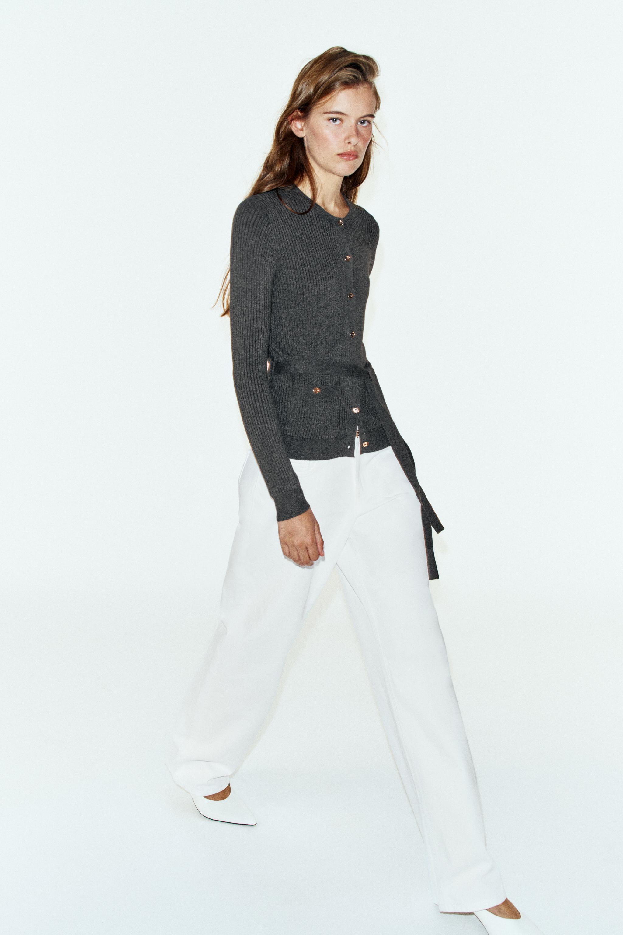 RIB KNIT BELTED CARDIGAN