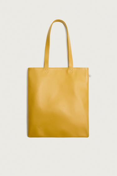 SAC SHOPPER EN CUIR - Jaune de Zara