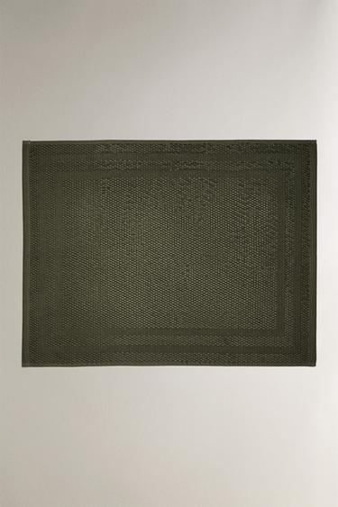 NON-SLIP COTTON BATH MAT - Hunter green by Zara