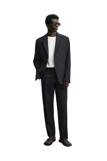 PANTALÓN TRAJE ESTRUCTURA 100% LANA - Negro de Zara