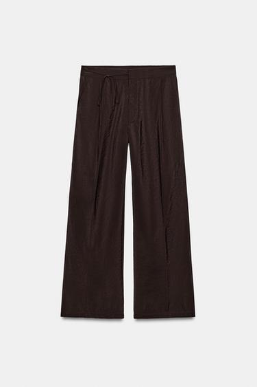 TIE-DETAIL TROUSERS - Dark brown by Zara - Image 0