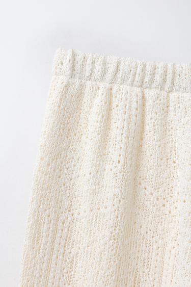 WIDE-LEG CUTWORK LACE TROUSERS - Ecru by Zara - Image 3