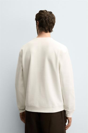 RIBBED BUTTON-NECK T-SHIRT - Oyster-white by Zara - Image 2