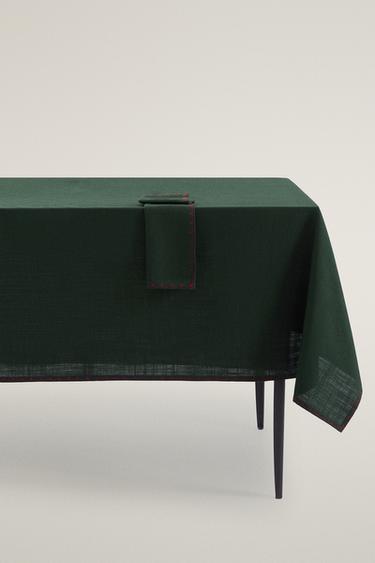 Zara EMBROIDERED CHRISTMAS COTTON TABLECLOTH - 綠色