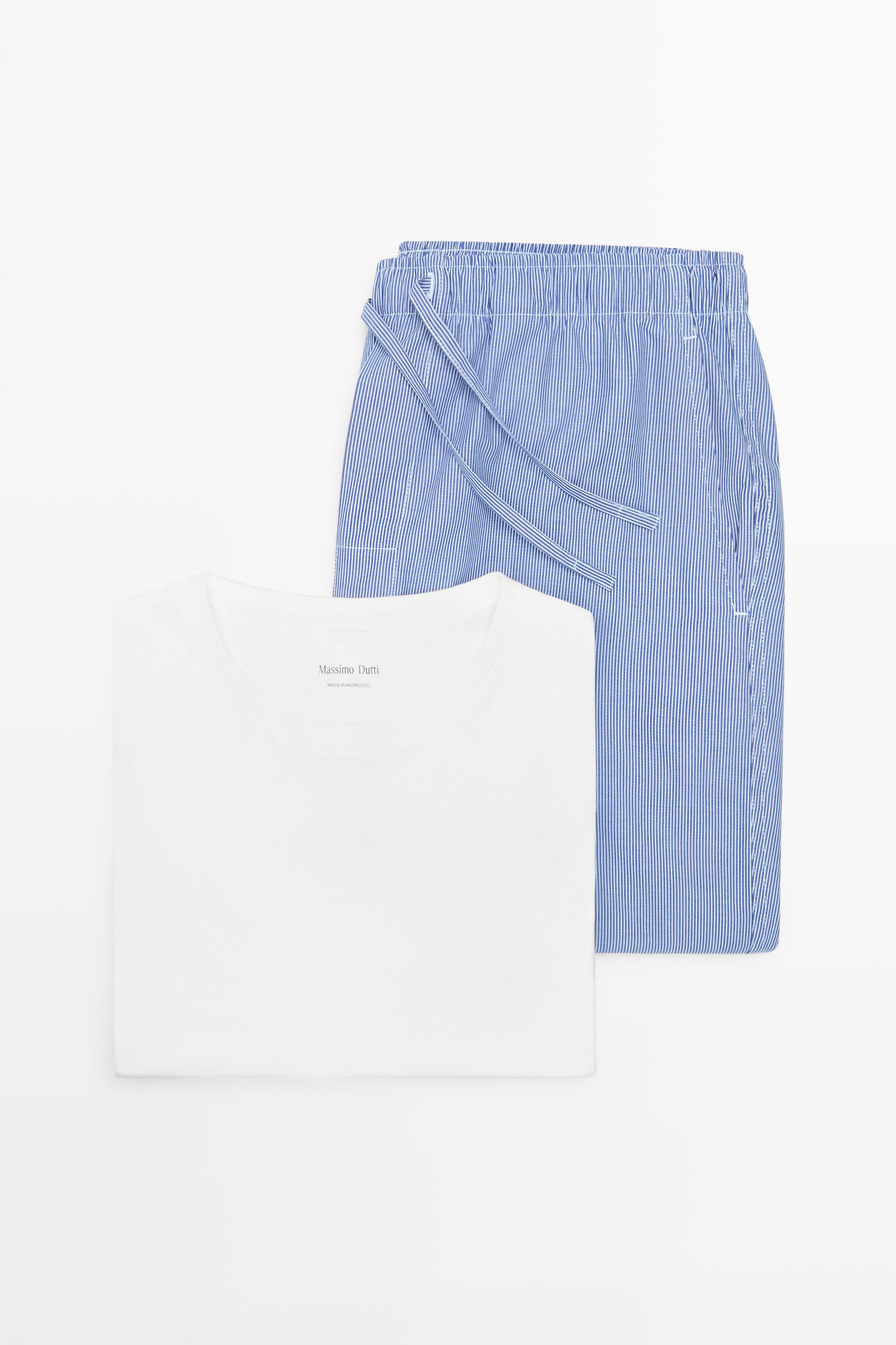 Long sleeve pyjama top and striped pants
