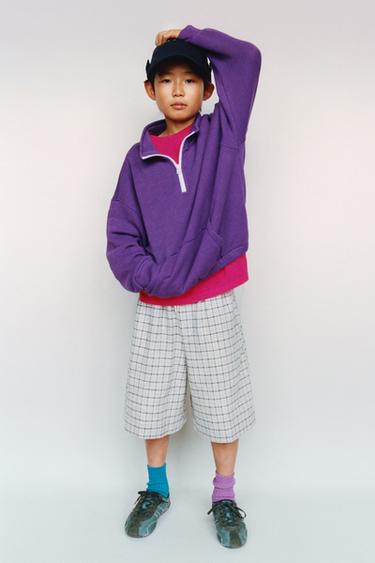 EINFARBIGES SWEATSHIRT MIT REISSVERSCHLUSS - Violett von Zara