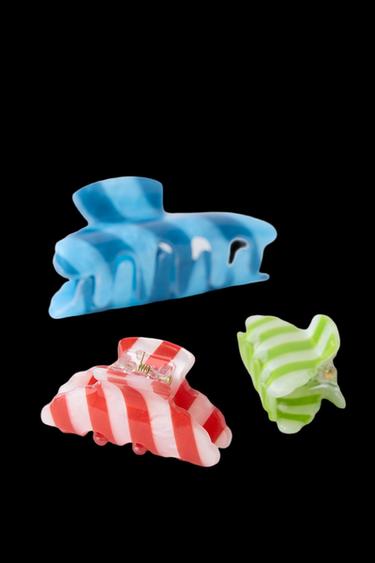 3-PACK OF STRIPED HAIR CLIPS - Blue by Zara