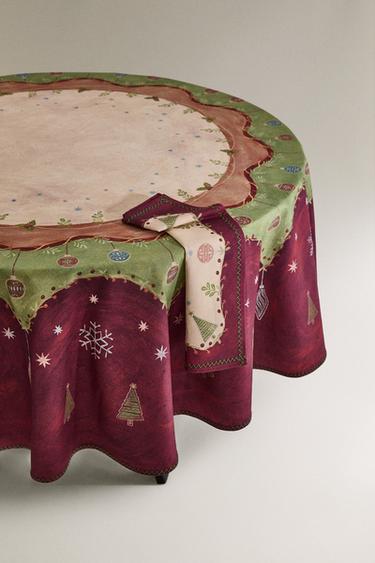 COTTON CHRISTMAS PRINT TABLECLOTH - Red by Zara - Image 0