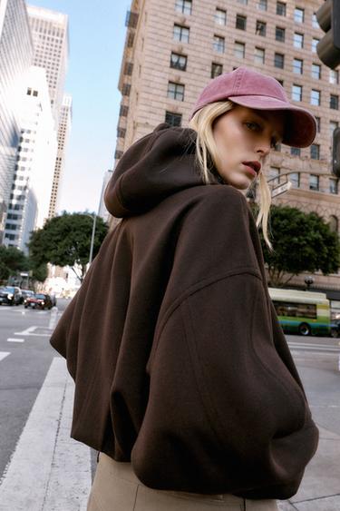 BLOUSON BOMBER OVERSIZE À CAPUCHE SOFT - Marron de Zara - Image 3