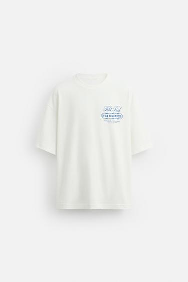 T-SHIRT MIT PRINTS IN VERWASCHENER OPTIK - Cremefarben von Zara
