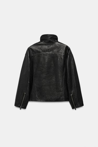 BLOUSON OVERSIZE 100% CUIR - Noir de Zara - Image 7