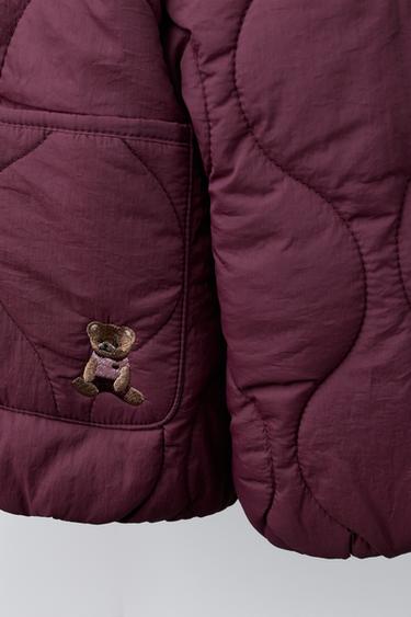 VESTE REMBOURRÉE À CAPUCHE AVEC OURS BRODÉ - Bordeaux de Zara - Image 5