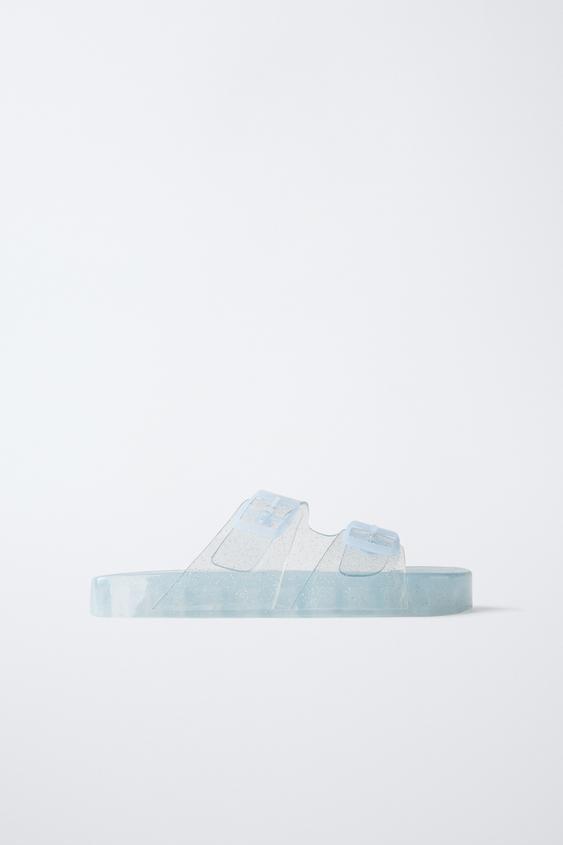 GLITTER BUCKLE BATH SLIDE SANDALS - Blue | ZARA United Kingdom