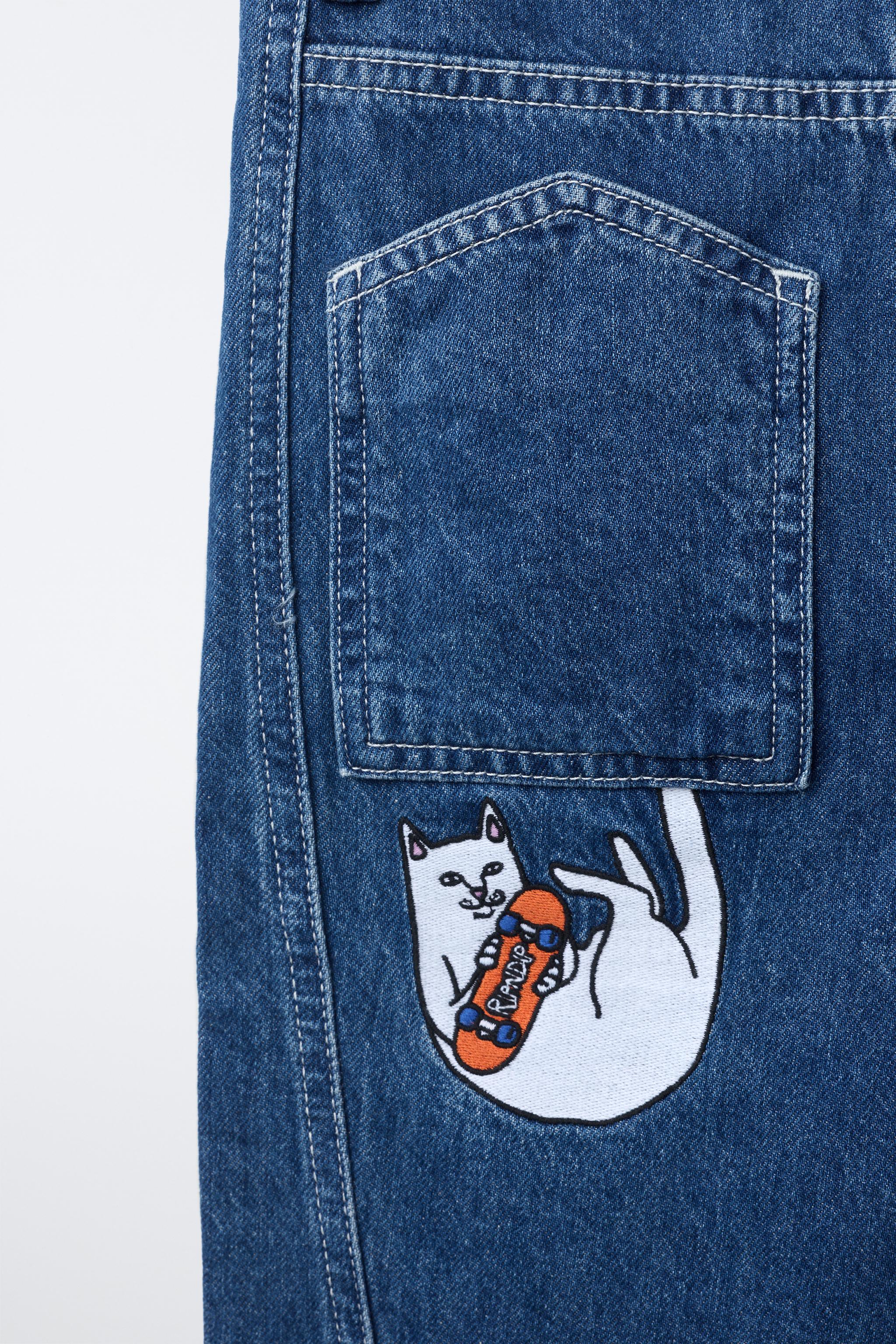 Детские шорты Zara RIPNDIP © X ZARA KIDS EMBROIDERED SKATER DENIM SHORTS — фото 4