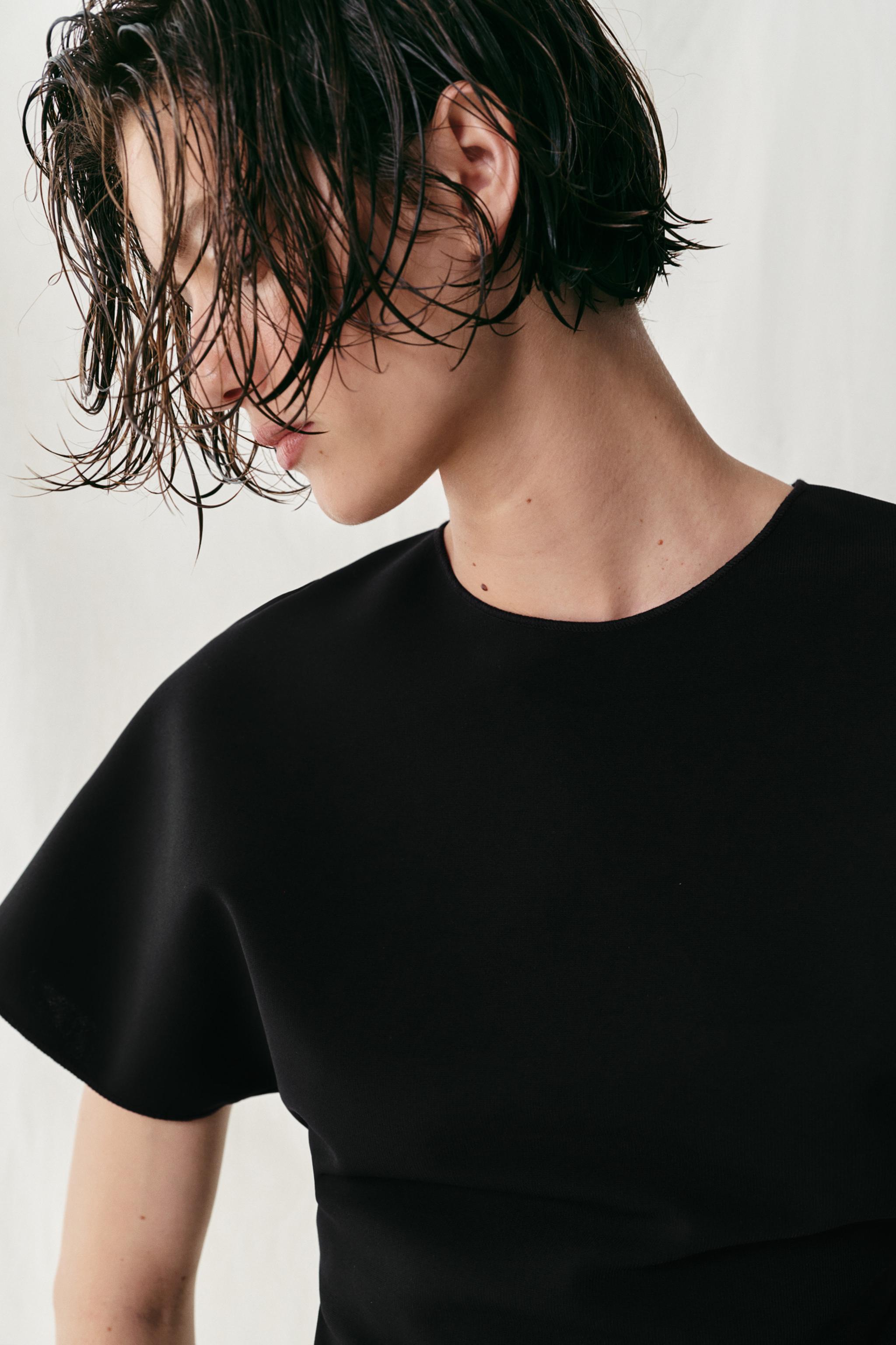 Zara PENCERE DETAYLI KISA KOLLU TOP görsel 7