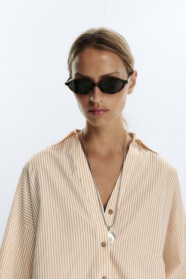 CHEMISE EN POPELINE RAYÉE À MANCHES AMPLES - Imprimée de Zara - Image 4