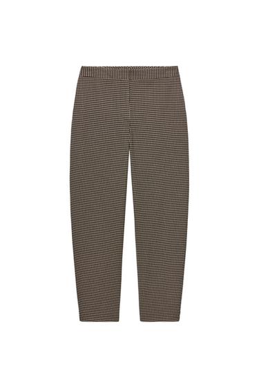 PANTALÓN CUADROS - Khaki de Zara