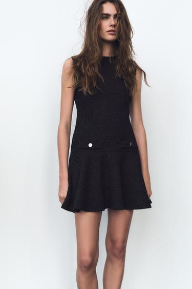 ROBE COURTE TEXTURÉE - Noir de Zara - Image 1