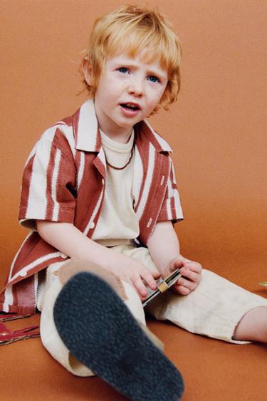 CAMISA ESTAMPADA DE RATLLES - Vermell de Zara