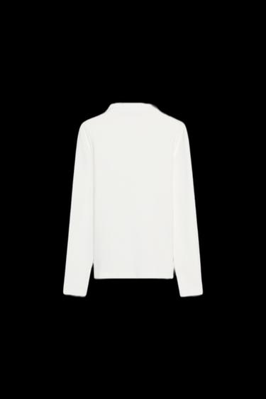 Zara MOCK NECK BROOCH T-SHIRT - Oyster-white