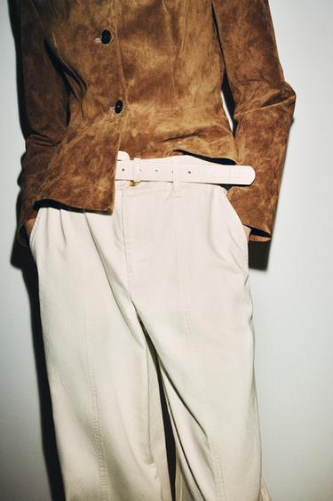 WIDE-LEG TROUSERS WITH BELT - Ecru by Zara - Image 4