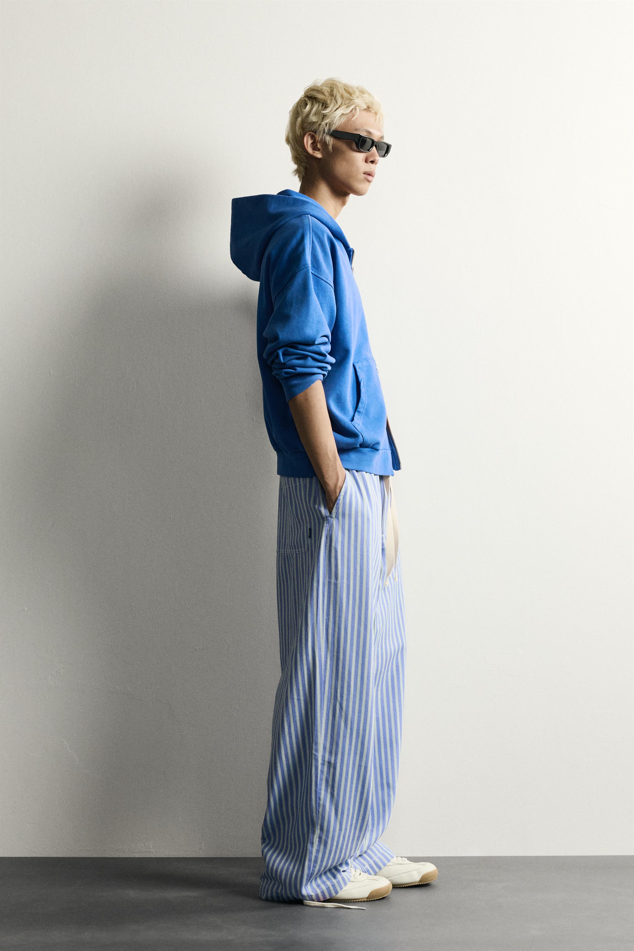STRIPED BAGGY FIT PANTS — Striped