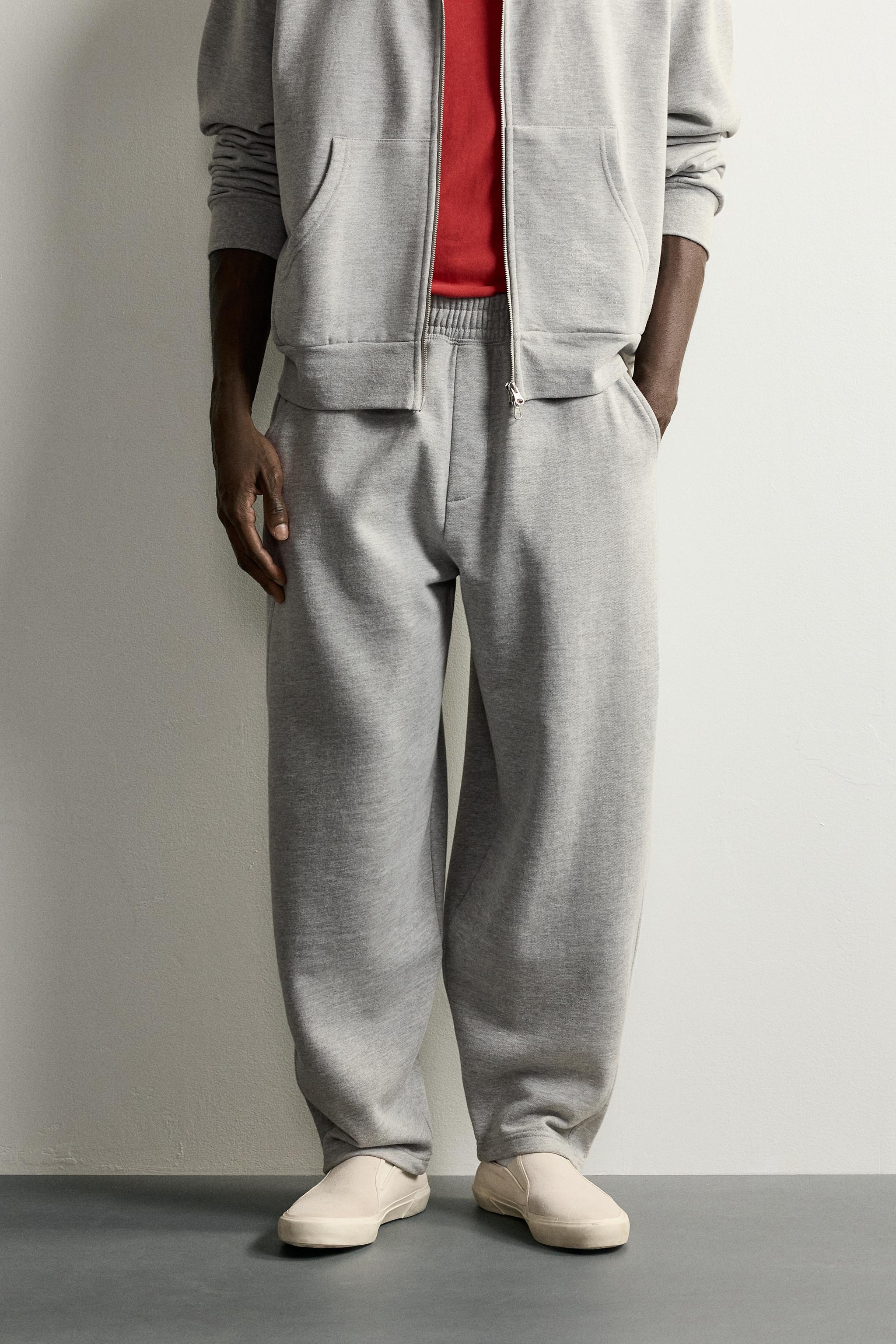 BASIC BALLOON-FIT JOGGERS — Gray marl