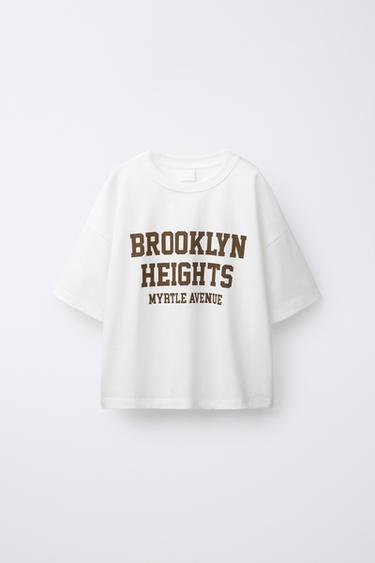 Zara TEXT PRINT T-SHIRT - Oyster-white