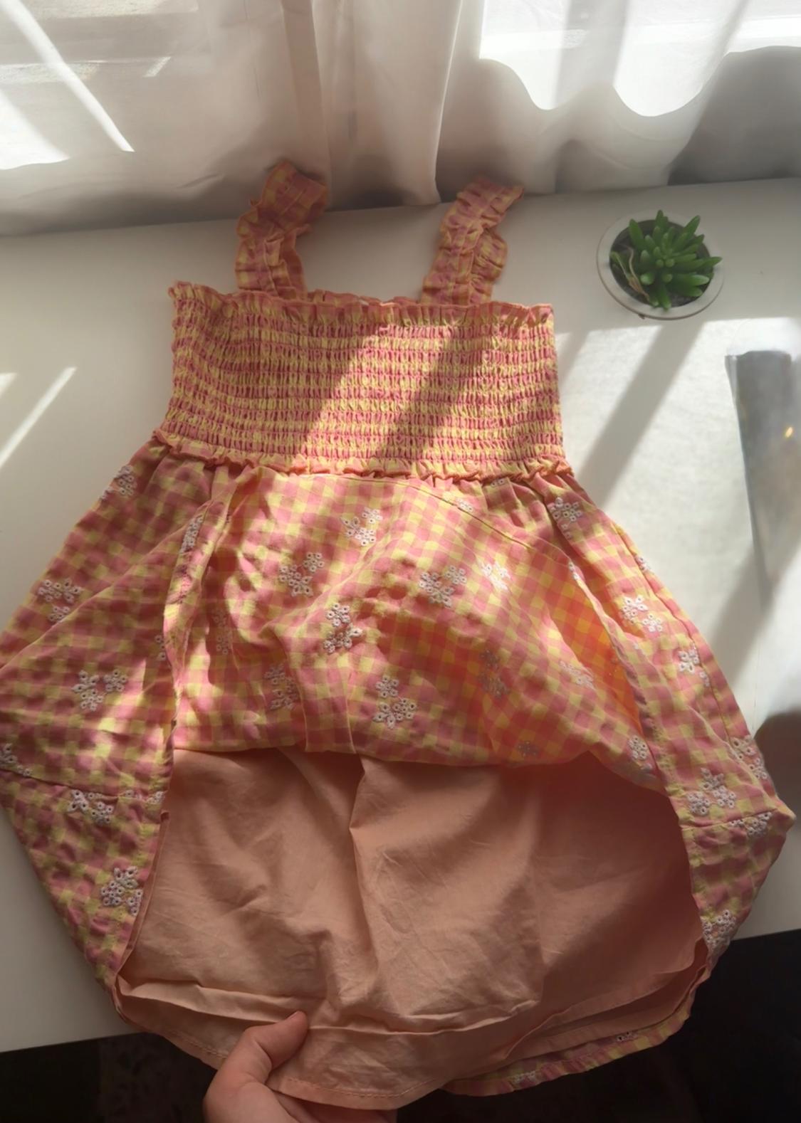 GINGHAM CHECK DRESS WITH FLOWERS - Image 3