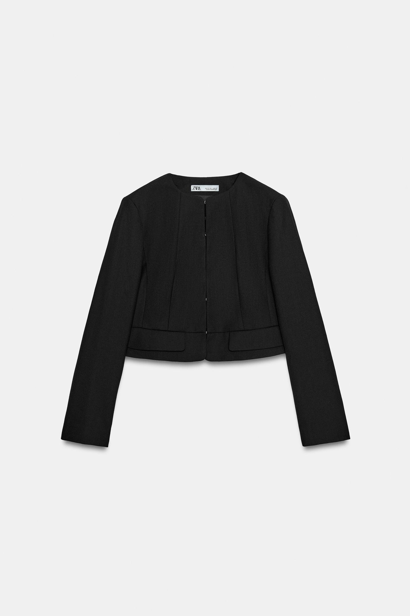Женская куртка Zara ZW Collection Short Wool, цвет: Чёрный — фото 7