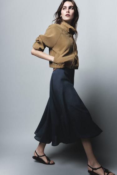 Zara LAYERED MIDI SKIRT - Blue