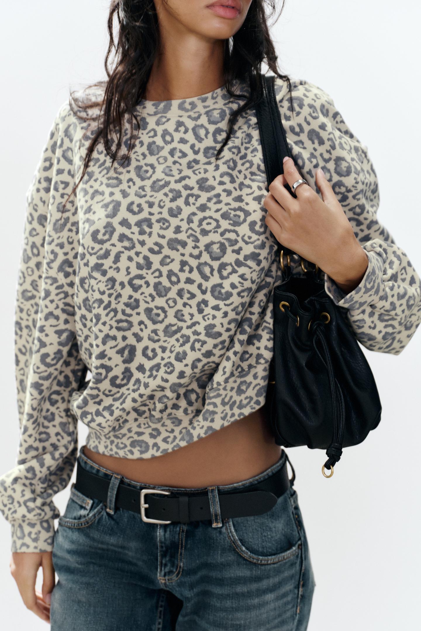 Женская толстовка Zara Animal Print, цвет: Леопардовый — фото 4